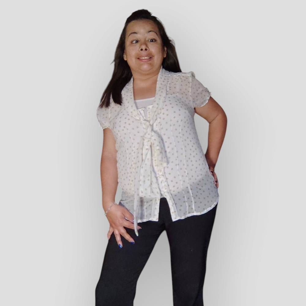Denver Hayes Cream Polka Dot Blouse - Picture 2 of 4